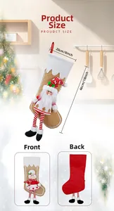Detailed view of Christmas stocking showing dimensions 46cm by 20cm and 3D plush doll
