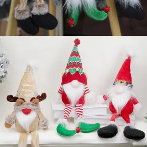 Detailed trio of Christmas gnomes featuring gold sequins, red stripes, and plush hats