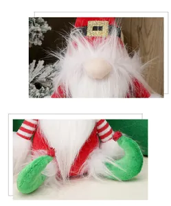 Detailed close-up of a Christmas gnome with plush white beard and festive red pointed hat
