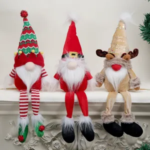 Christmas Gnome Plush Ornaments Santa Reindeer Elf Long Leg Doll Festive Home Fireplace Decoration Sequins Knit Toy