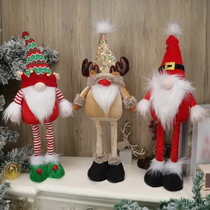 Christmas Gnome Plush Dolls Faceless Old Man Reindeer Elf Telescopic Leg Ornaments For Home Party Festive Holiday Decoration