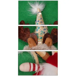 Weihnachtsgnom-Stirnband mit goldenem Paillettenhut und Rentiergeweih für Kinder-Festtag
