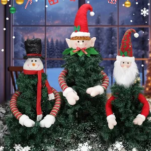Set de adornos para árbol de Navidad con Papá Noel, muñeco de nieve y elfo de peluche