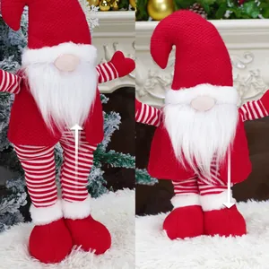 Standing Christmas gnome with telescopic legs in red and white festive holiday decor