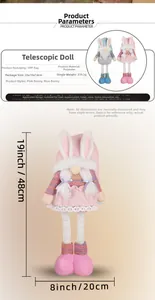 Polyester bunny gnome plush detail with telescopic legs, 48cm height, weight 319.1g