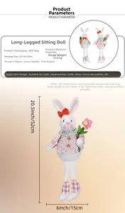 Spécifications de taille pour gnomes lapins de Pâques à longues jambes avec dimensions