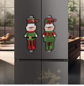 Fundas navideñas de elfo para tiradores de nevera en tela de felpa para decorar la cocina