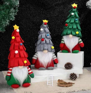 Détails de gnomes de Noël en peluche avec chapeaux sapins, barbes blanches et rayures