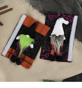 Details von Halloween-Zwerg-Kühlschrankgriffabdeckungen mit Klettverschluss und Karomuster
