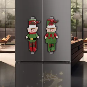 Cubiertas para Manijas de Refrigerador de Elfo Navideño Tejido de Punto Protector de Electrodomésticos para Cocina