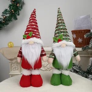 Set of two Nordic Christmas gnomes with telescopic legs for home fireplace decoration