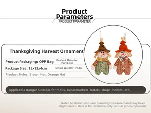 Detail specifications of Thanksgiving scarecrow ornaments made of polyester fabric