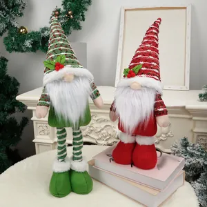 Nordic Christmas forest gnome dolls with retractable legs for festive home decor set of 2