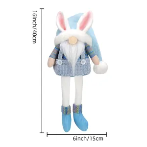 Gnomo de Pascua de peluche con orejas de conejo, 16 pulgadas de altura para decorar