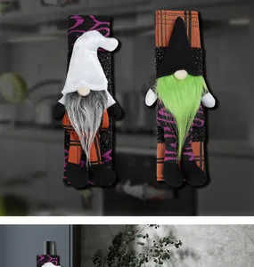 Details zu Halloween-Gnom-Griffabdeckungen mit lila Wellen und orangefarbenem Karomuster