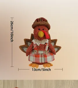 Dettaglio dello gnomo tacchino con etichette di misura 26cm per decoro del ringraziamento