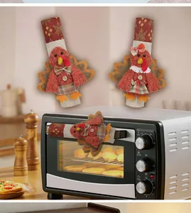 Detalle de fundas para manijas de refrigerador de Acción de Gracias con diseño de pavo