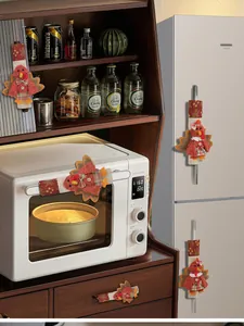 Detalle de fundas para manijas de refrigerador con diseño de pavo para Acción de Gracias
