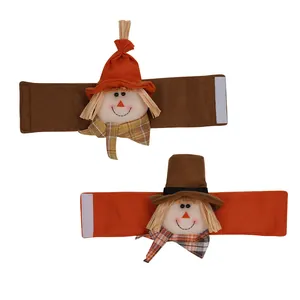 Lot de 2 embrasses à rideau épouvantail d'automne avec chapeaux de paille et foulards