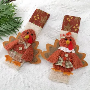 Fundas de pavo para manijas de refrigerador de Acción de Gracias con hojas de maple