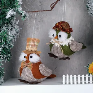 Cartoon Owl Bird Hanging Ornament 3D Fabric Plush Pendant For Thanksgiving Christmas Party Harvest Festival Home Decor