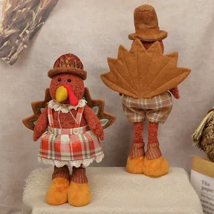 Telescopic turkey plush dolls for harvest festival and autumn home decoration