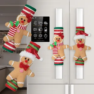 Gingerbread man refrigerator handle covers for festive Christmas home kitchen decoration