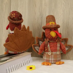 Gnomi tacchini di ringraziamento in peluche con cappelli e sciarpe per decorazioni autunnali