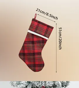 Classic red and black buffalo plaid Christmas stocking with size dimensions 51cm by 21cm