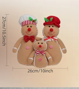 Set de 3 peluches de jengibre con dimensiones de 27 cm de alto y 26 cm de ancho