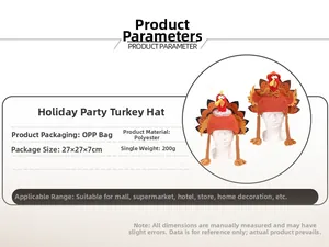 Spécifications des chapeaux de dinde en polyester pour décorations et fêtes de Thanksgiving