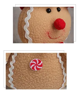 Detalle macro de peluche de jengibre con textura de vellón marrón y botón de piruleta