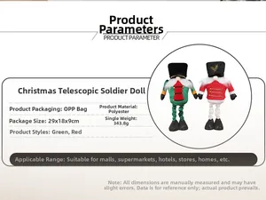 Spécifications détaillées des poupées soldats de Noël télescopiques en rouge et vert