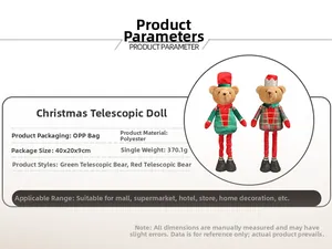 Detailed size and weight specs for retractable plush Christmas soldier bear ornaments