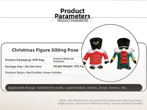 Detailed specs for Christmas nutcracker faceless soldier dolls, 285g polyester ornaments