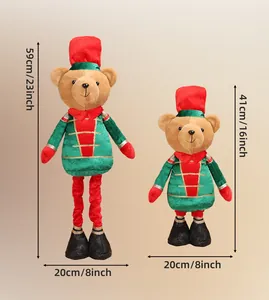 Detailed size comparison of telescopic Christmas plush soldier bears at 41cm and 59cm heights