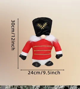 Front view of Christmas gnome nutcracker doll with 30cm height dimensions details