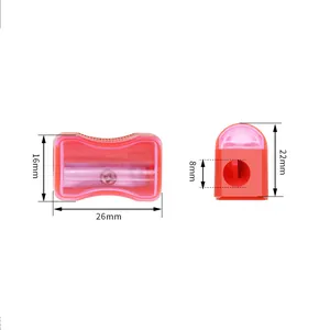 Detailed size dimensions of mini bread-shaped pencil sharpener with 8mm pencil hole