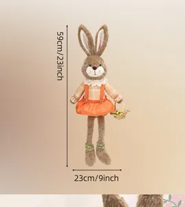 Dimensiones del conejo de Pascua de peluche de 59 cm con vestido naranja y cesta de flores