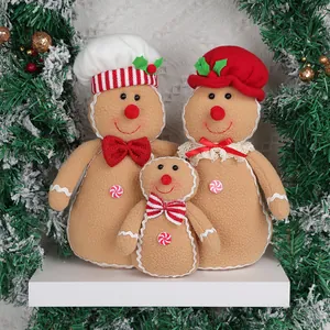Set de Familia de Muñecos de Peluche de Hombre de Jengibre de Navidad Adorno de Mesa Festivo Decoración de Fiesta Regalo