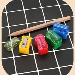 Mini Portable Manual Pencil Sharpener With Protective Cap Single Hole Plastic Sharpener For Students Office School Stationery Mixed Colors