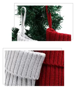 Dettaglio delle calze di Natale a maglia con asole resistenti e texture morbide a coste