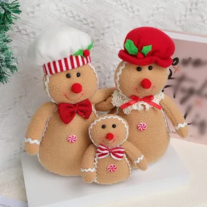 Set de 3 muñecos de peluche de hombre de jengibre para decoración navideña festiva
