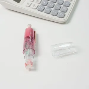 Pink click-type double-sided dot glue pen for scrapbooking and school office supplies