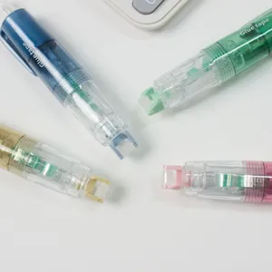 Set of four colorful pen-style glue tapes in blue, green, yellow, and pink colors