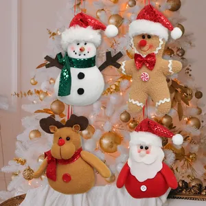 Set van 4 kersthangers met de Kerstman, Sneeuwpop, Rendier en een Gemberkoekmannetje