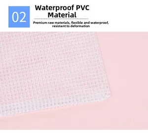 Macro detail of waterproof white PVC mesh material showing the flexible grid structure