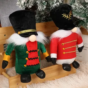 Sitting Christmas nutcracker gnomes in red and green outfits for festive home decor