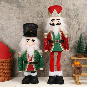 Set di Soldati Schiaccianoci di Natale con Abiti in Paillettes Rossi e Verdi e Decorazioni