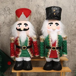 Schiaccianoci di Natale in peluche con paillettes e gambe telescopiche per decorazioni